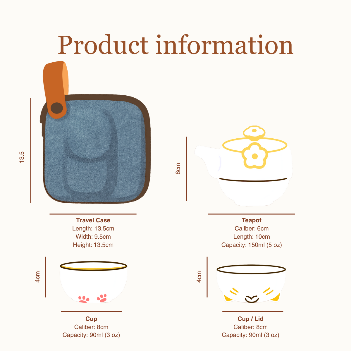 Kitty tea set with a travel case