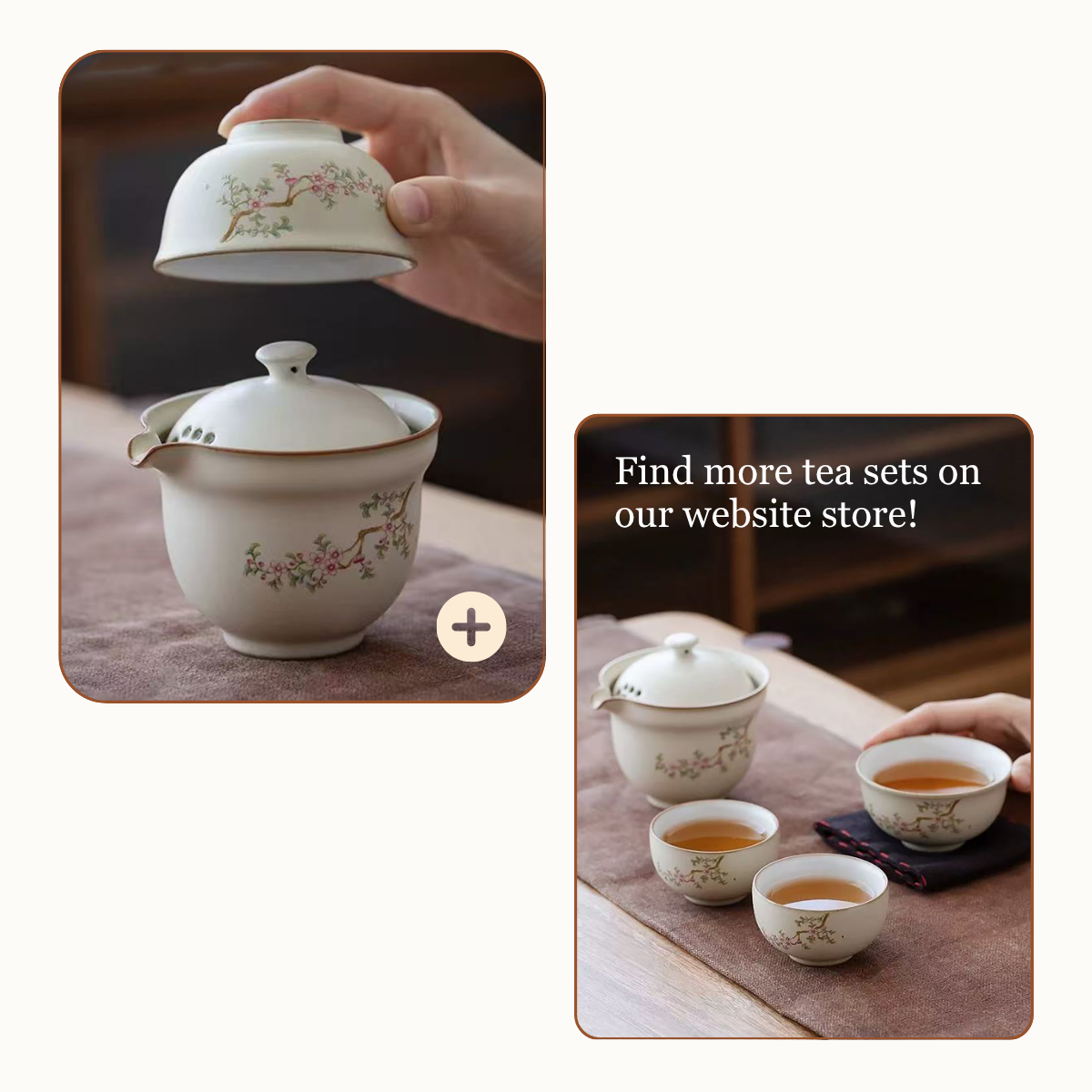 Gingko, Blossom, and Bodhi Tea Set with Travel Case