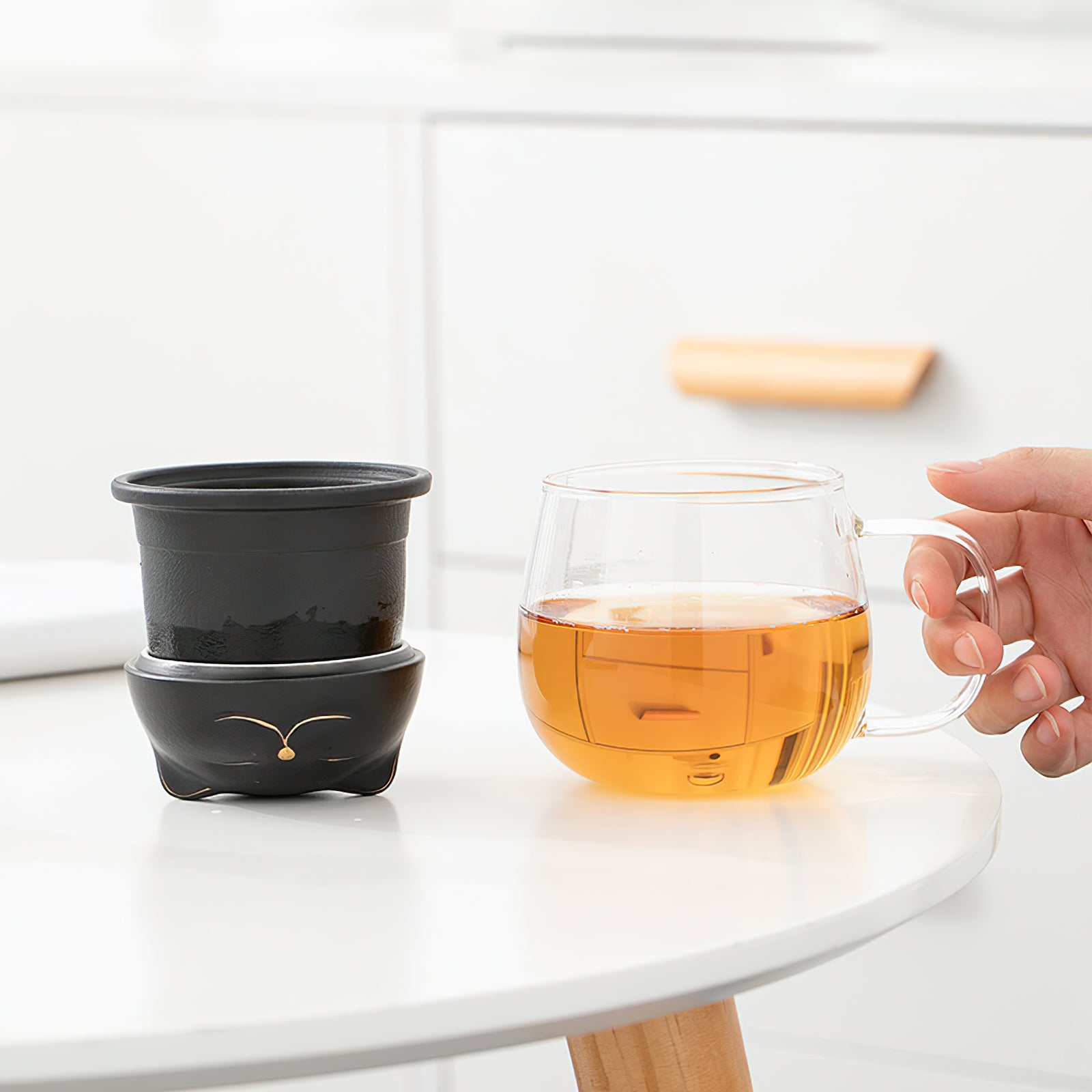 Glass Tea Mug with Cat Infuser