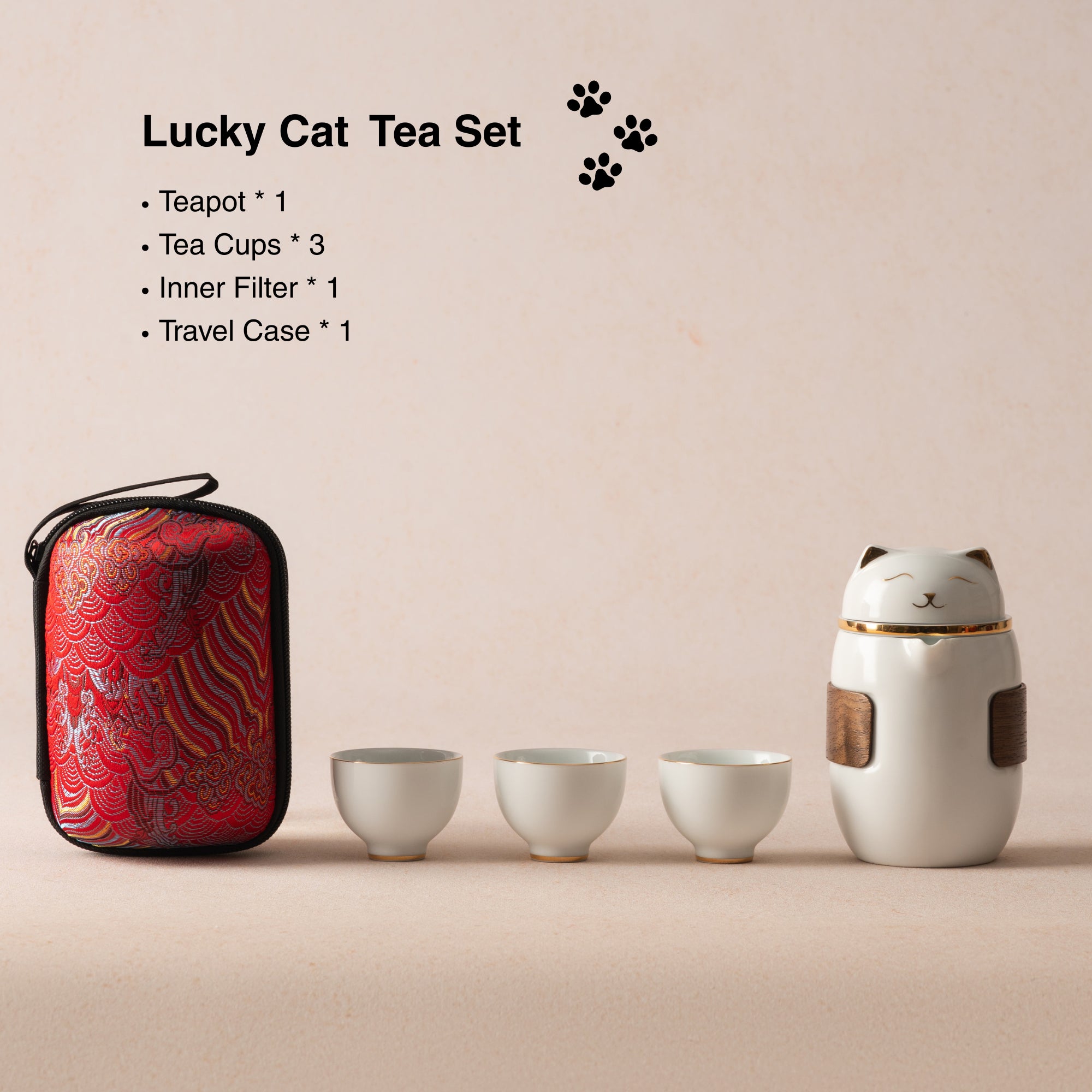 Lucky Cat Portable Travel Tea Set