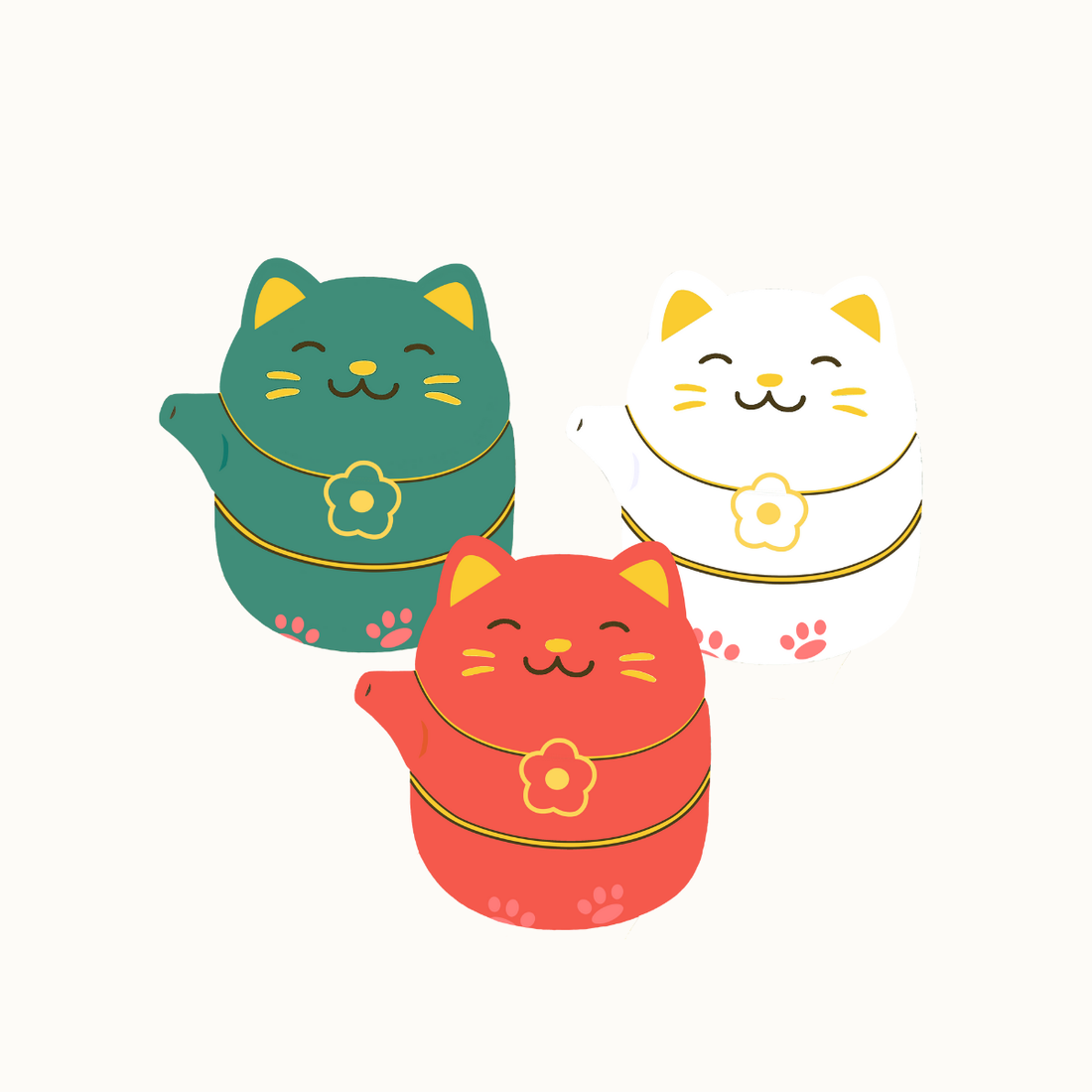 Kitty tea set with a travel case