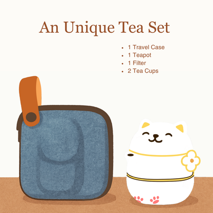 Kitty tea set with a travel case