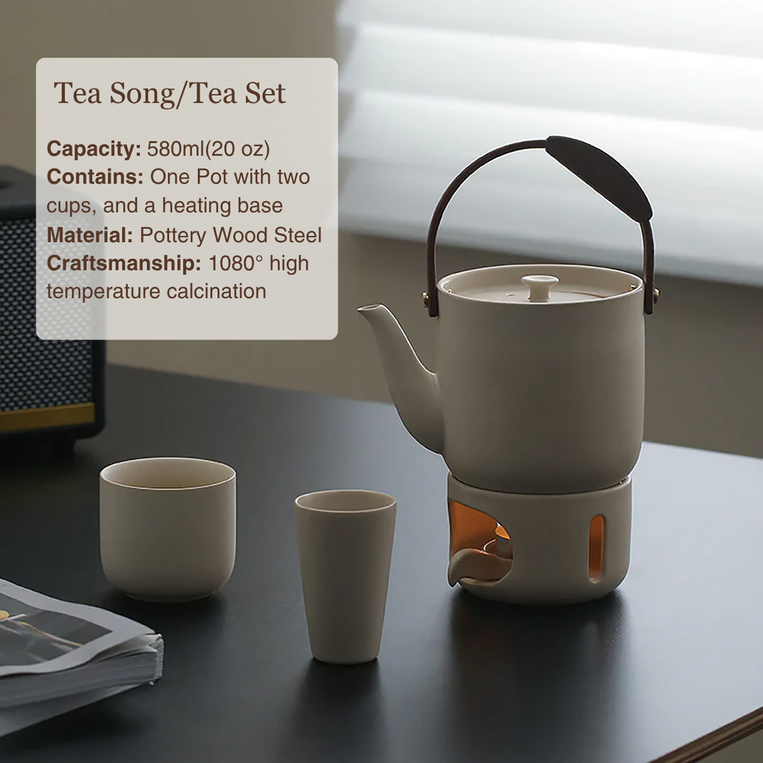 Ceramic Teapot with Candle Warmer Base