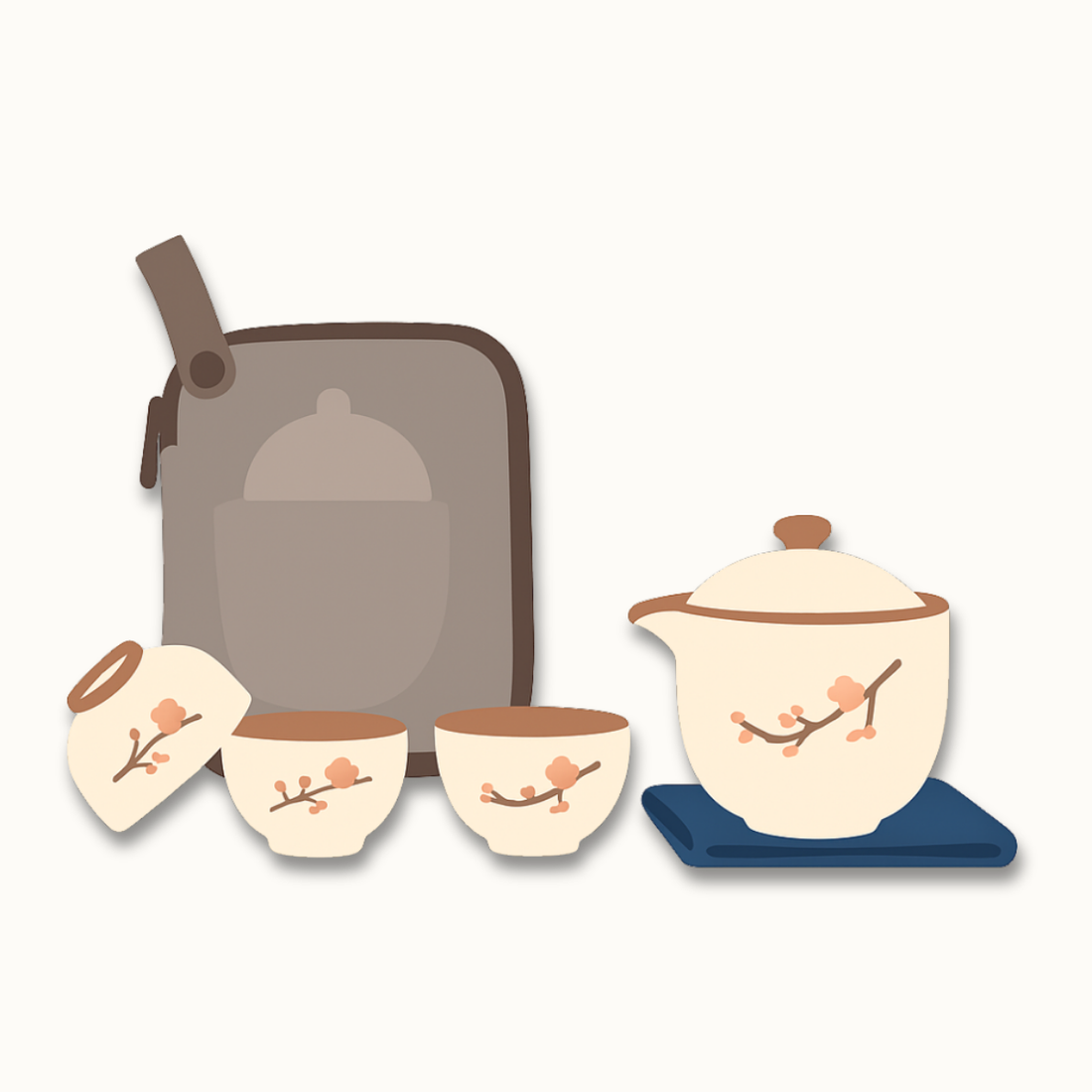 Gingko, Blossom, and Bodhi Tea Set with Travel Case