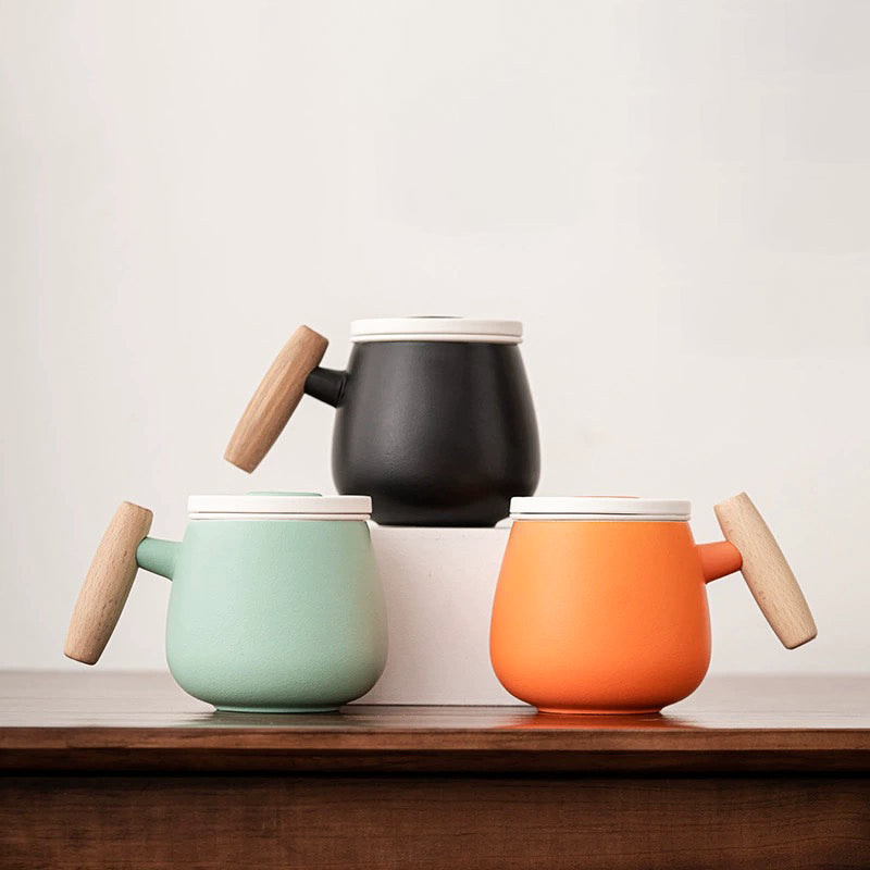 Egg-shaped Ceramic Mug with Infuser