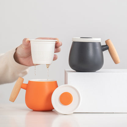 Egg-shaped Ceramic Mug with Infuser