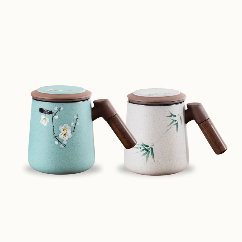 Hand Painted Flower Tea Mug – Purple Clay