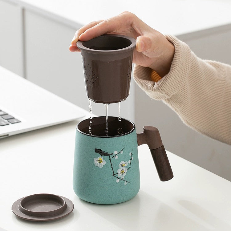 Hand Painted Flower Tea Mug – Purple Clay