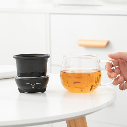 Glass Tea Mug with Cat Infuser