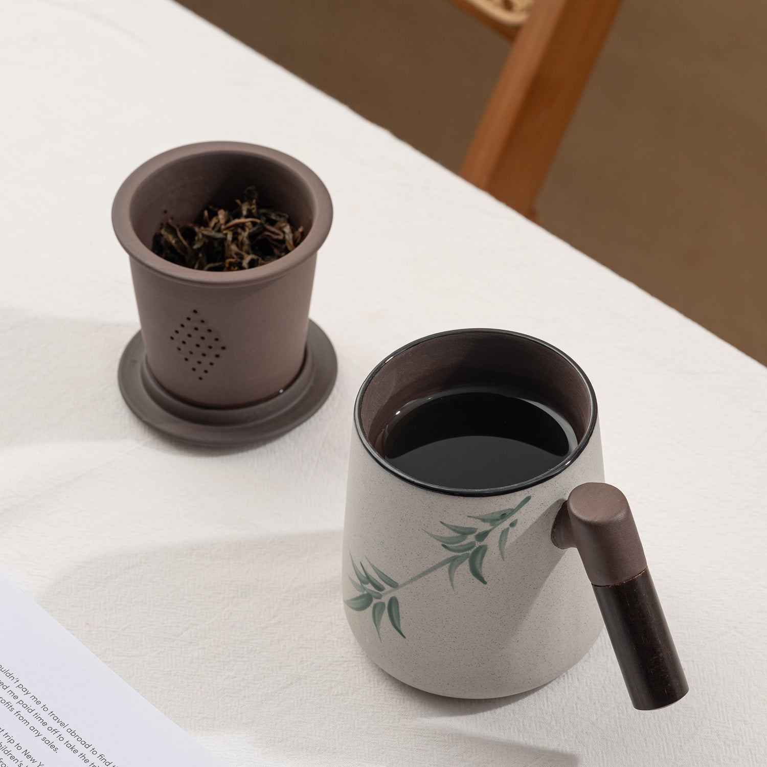 Hand Painted Purple Clay Tea Mug with Infuser