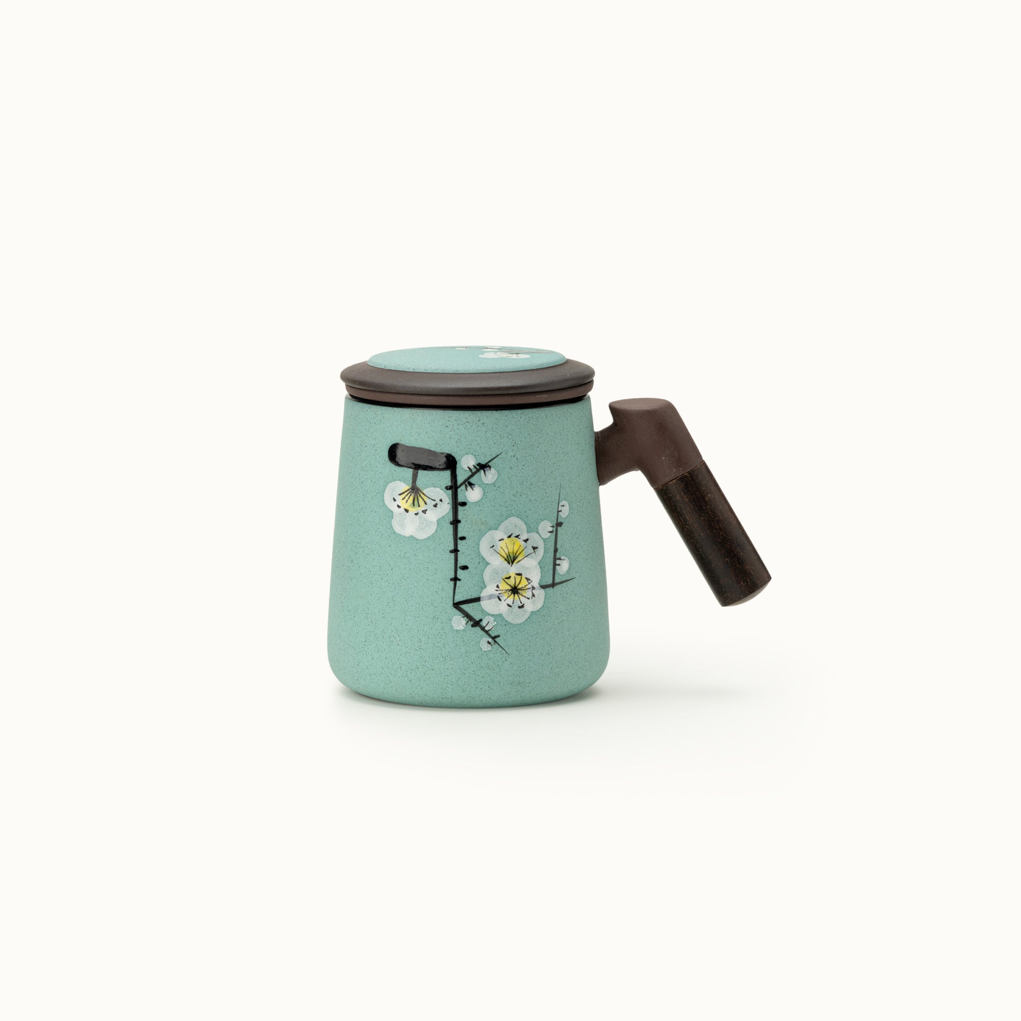 Hand Painted Purple Clay Tea Mug with Infuser