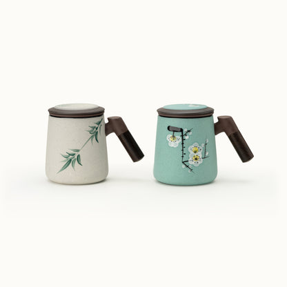 Hand Painted Purple Clay Tea Mug with Infuser